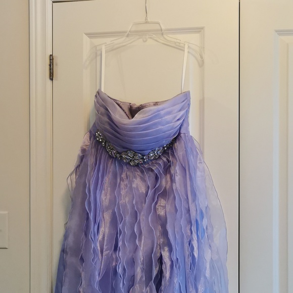 Strapless Dress - Empire Waist With Crystal Jewelled Belting, Size 10 - Picture 2 of 8